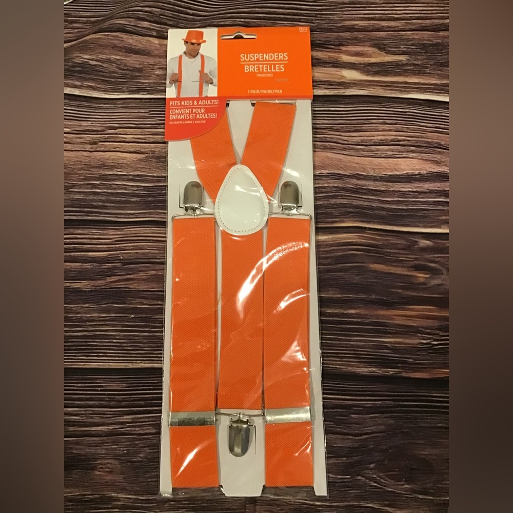 Amscan Orange Suspenders with Silver Clips